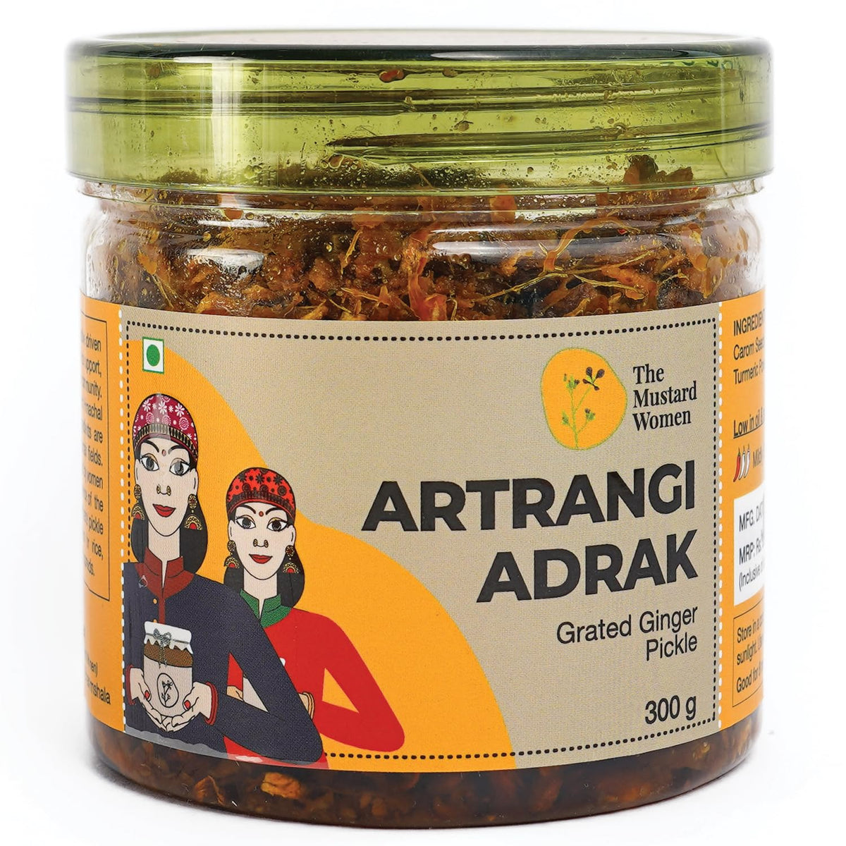 The Mustard Women Atrangi Adrak Pickle 300 g | Himachali Ginger Achar | Homemade Style Traditional Recipe | No Preservatives | Tangy & Mild Spicy Indian Pickle