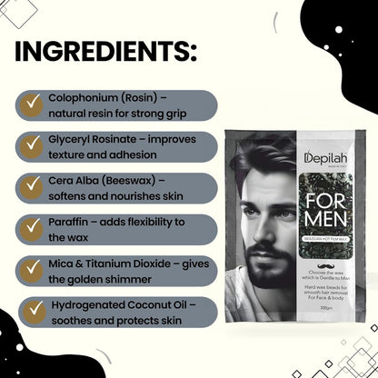 DEPILAH Brazilian Wax - 200 gm Face Wax | Hair Wax For Men | Painless Wax For Beard, Chest, & Full Hair Removal | Stripless Full-Body Waxing | Quick & Easy Tan Removal | Vegan & Cruelty-Free
