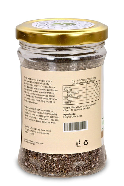 Orgrain India Certified Organic Chia Seeds 160g | Rich in Omega-3, Fiber, Calcium | Supports Weight Loss, Bone & Muscle Health | Ideal for Smoothies, Salads, Baking & More