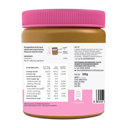 The Whole Truth - Peanut Butter - Crunchy - 325g - Unsweetened - Gluten Free