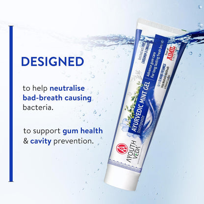 Ayouthveda Ayurvedic Mint Gel Toothpaste | Menthol Crystals, Cardamom, Clove & Carom Seed | Fresh Breath, Oral Hygiene, Antibacterial, Plaque Control & Gum Care | Daily Herbal Toothpaste for Men & Women | 100g (Pack of 1)