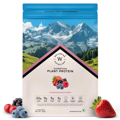 Wellbeing Nutrition Organic Vegan Plant Protein Isolate Powder | 22g Protein, 5g BCAA
