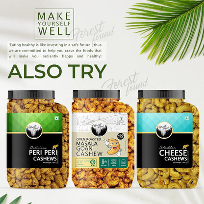 Forest Found Schezwaan Cashews 400g | Dry Oven Roasted & Salted Kaju | Zero Oil & Non-Fried Crunchy Nut Snack | Low Sodium & Protein-Rich | Spicy Flavored Premium Whole Cashews