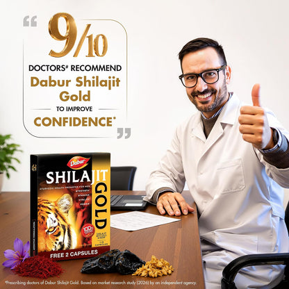 DABUR Shilajit Gold - 20 Capsules | 100% Ayurvedic Capsules for Strength , Stamina and Power | Premium Ayurvedic Supplement | For Men