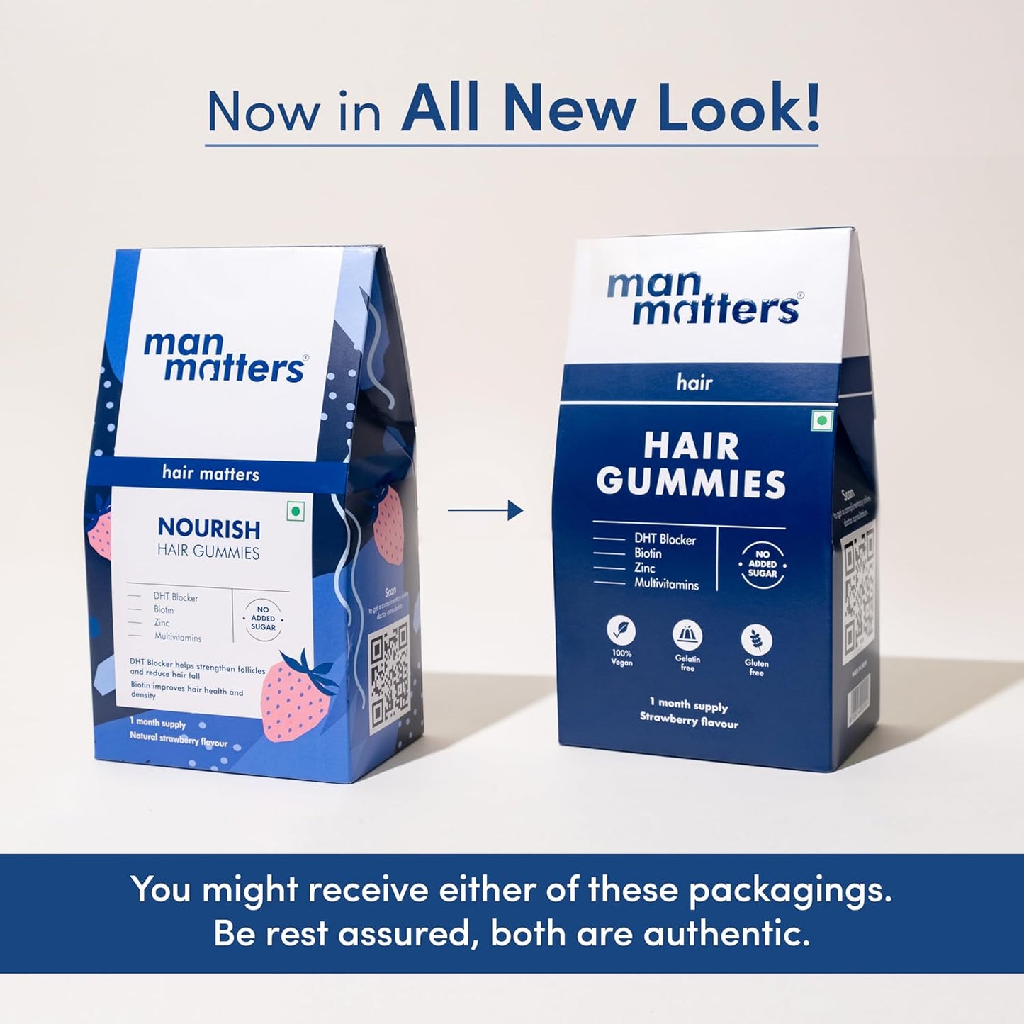 Man Matters Biotin Hair Gummies (30N) | No Added Sugar | With Biotin, DHT Blockers, Vitamin A, C, E, Zinc & Fibre | For Healthy & Strong Hair | Strawberry Flavour | 100% Veg & Gut Friendly