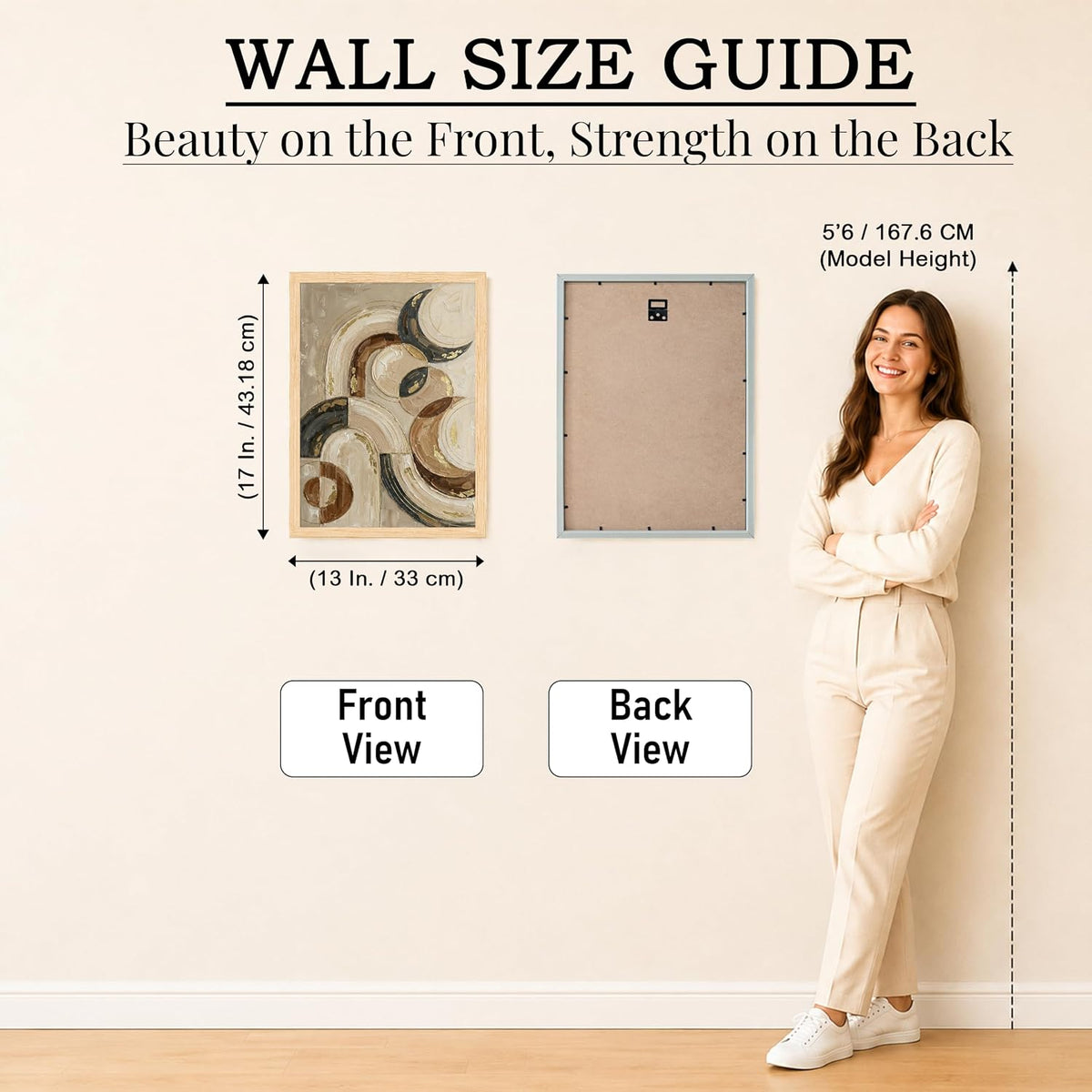 Modern Abstract 3D Textured Embossed Arch Painting for Living Room, Neutral & Gold Geometric Arches Rectangular Shape Framed Wall Painting for Home Decor (Size: 13x17 Inch)