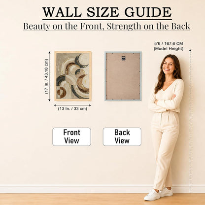 Modern Abstract 3D Textured Embossed Arch Painting for Living Room, Neutral & Gold Geometric Arches Rectangular Shape Framed Wall Painting for Home Decor (Size: 13x17 Inch)