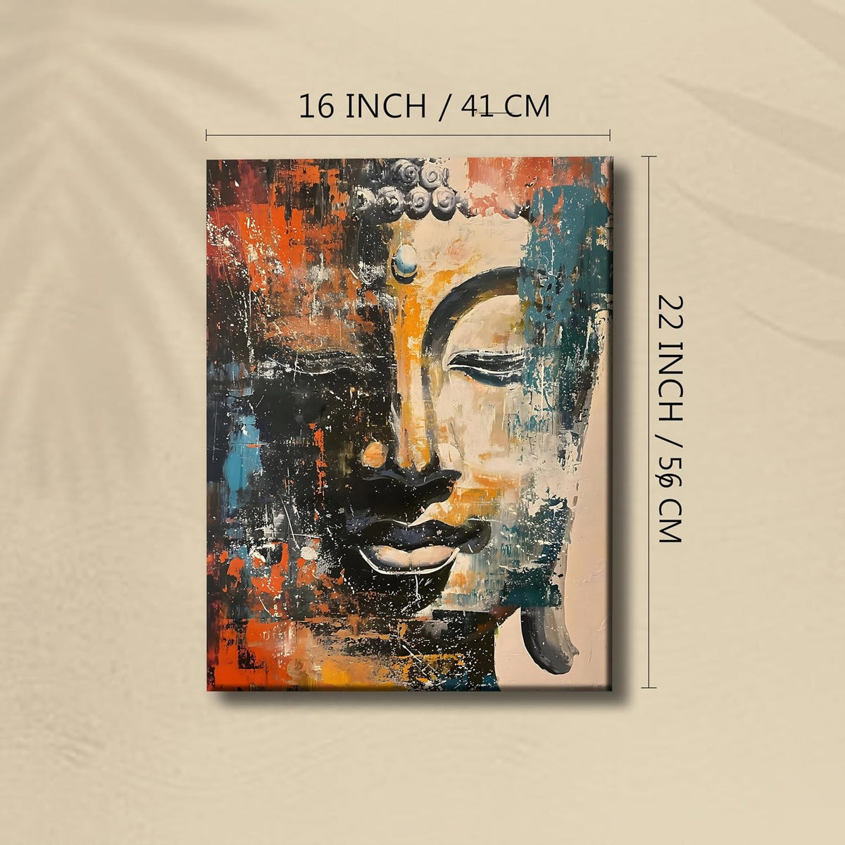 Abstract Buddha Painting for Living Room, Buddha wall Art Painting for living room, Bedroom, office and Meditation Room, Stretched Canvas, 16x22 Inch