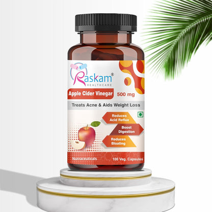 Apple Cider Vinegar 500 mg for Weight Loss management & Gut Health Supplement | Supports Metabolism & Heart Wellness | 100 Veg Capsules