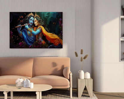 Radha Krishna Paintings For Wall Decoration With Frame Canvas Painting For Living Room Bedroom Home Office & Hotels (22 inch x 16 inch CH-RK-LDP12)