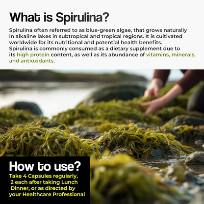 Zephivo HEALTH VEDA ORGANICS PRIVATE LIMITED Plant Based Spirulina, 2000 mg | 120 Veg Capsules I Supports Weight Management & Boosts Immunity | For both Men & Women