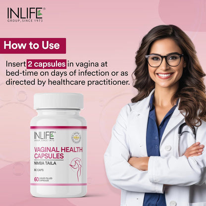 INLIFE Vaginal Health Capsules for Hygiene Support with Neem Seed Oil (Nimba Taila) 500mg | Promote Healthy Odor & Flora - 60 Count