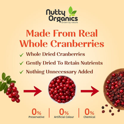 Nutty Organics Dried Cranberry, No Refined Sugar, 100% Natural, Rich in Antioxidants, High in Vitamin C, 200g