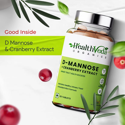 Zephivo HEALTH VEDA ORGANICS PRIVATE LIMITED D-Mannose 500 mg + Cranberry Extract 200 mg | 60 Veg Tablets I Supports Kidney Health & Urinary Tract Infection