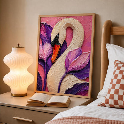 White Swan Framed Wall Art, Natural, 10x13 Inches