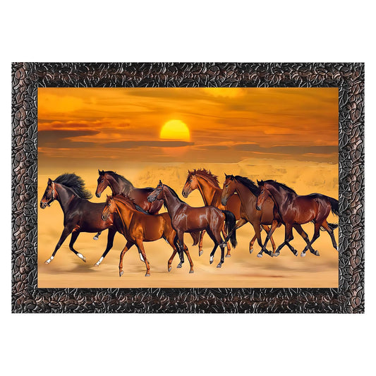 Running Seven Horses Painting With Frame