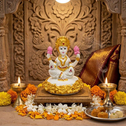 Gold Art India Laxmi Idol,Laxmi Statue for Home Decor,Laxmi MATA murti for Office Desk, & Laxmi Idol for Car Dashboard,Unique Wedding & Birthday Gift