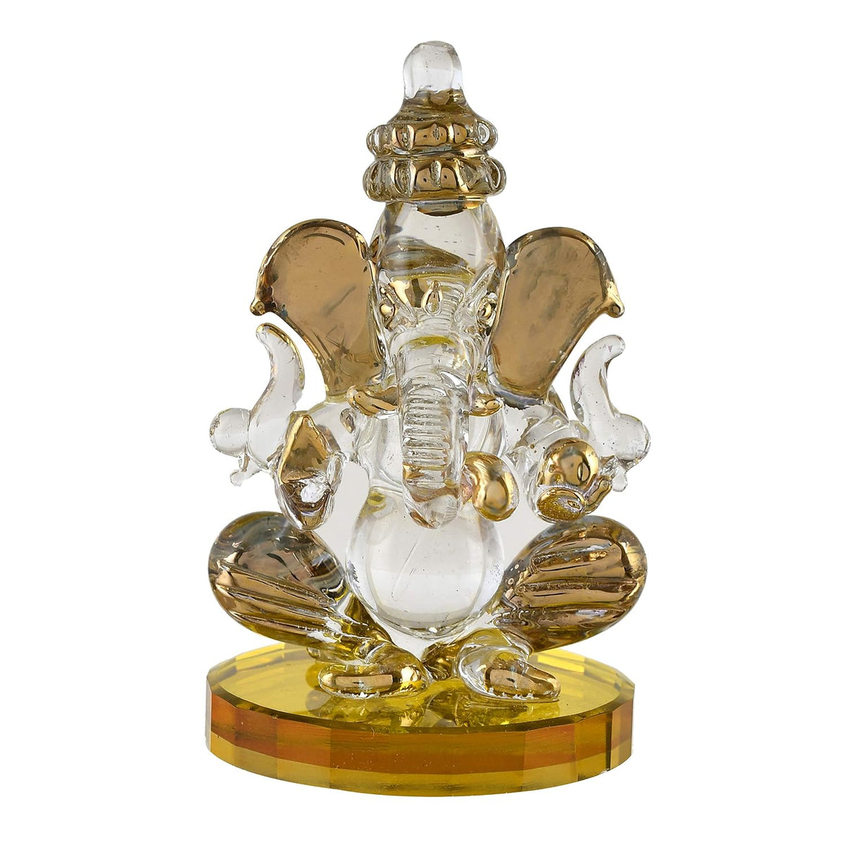 Ganesh Idol for Car Dash Board (8.5cm x 5 cm) (Design 3), Glass, 1 Piece