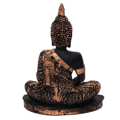 eCraftIndia Black & Copper Polyresin Handcrafted Meditating Lord Buddha Statue - Perfect for Home Decor - Ideal for Meditation, Yoga Enthusiasts - Thoughtful Gift for Diwali, Birthday