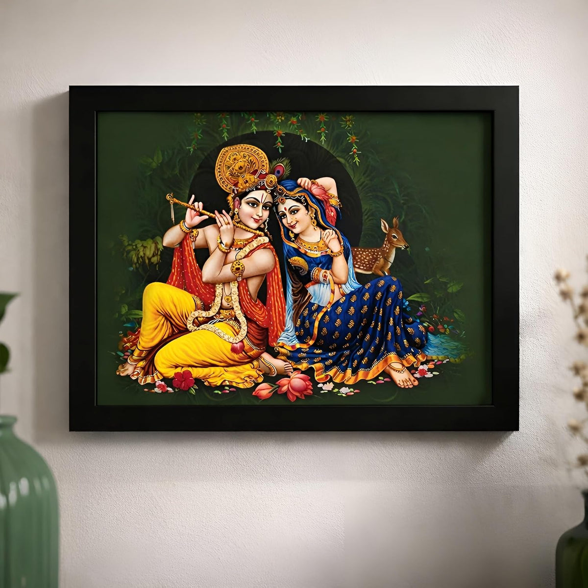 Raasleela Radha Krishna Art Framed Painting | Ready to Hang (Wood, 12inch x 18 inch)