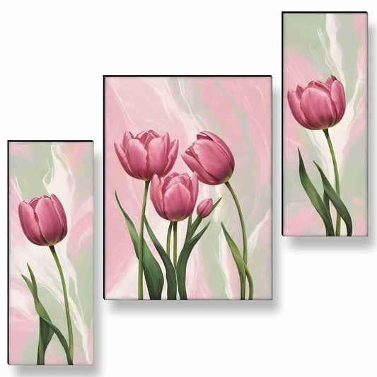 flower pot Paintings for Wall Decoration - Set Of 3, 3d modern art Painting for Living Room Large Size with Frames for Home Decoration, Hotel, Office painting 50.8 cm x 30.48 cm A-JM-36059