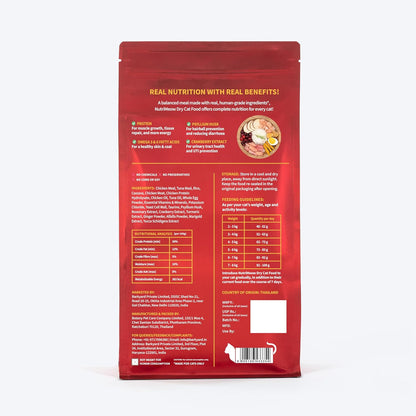 NutriMeow Chicken & Tuna Adult Cat Dry Food – 1 kg, Wholesome Daily Nutrition for All Breeds, Crunchy High Protein Recipe for Healthy Skin, Digestion & Energy