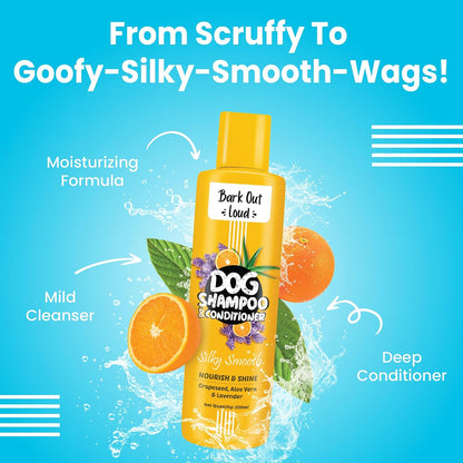 Bark Out Loud by Vivaldis - 2-in-1 Dog Shampoo & Conditioner for Healthy, Shiny Coats (200 ml)