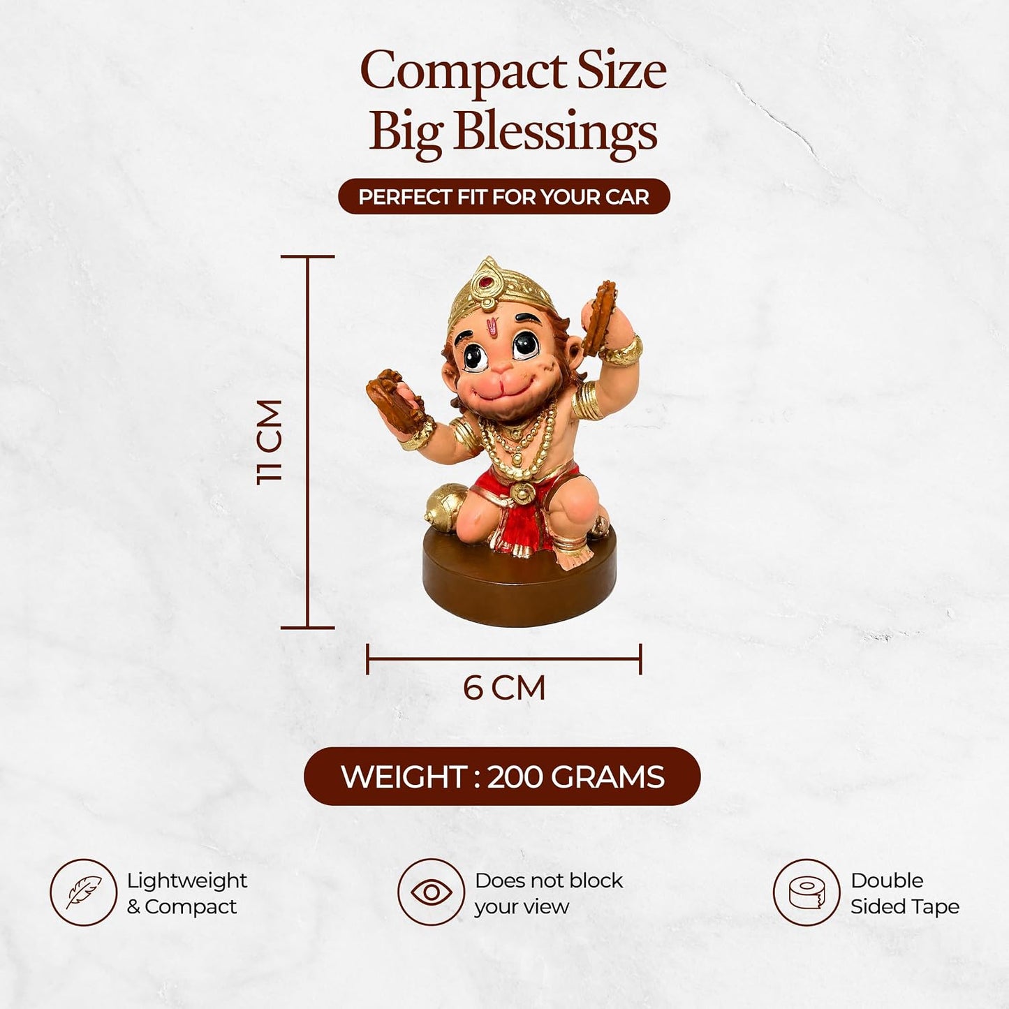 UNOVATE Hanuman Idol for Car Dashboard, Premium Idol for Home, Office Desk
