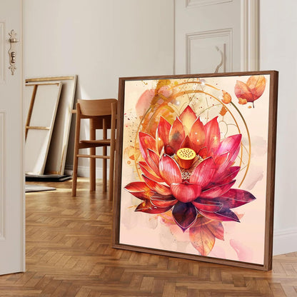 Modern Vastu Lotus Flower Framed Canvas Wall Art Painting for Living Room | Abstract Floral Painting with Frame perfect item for Home decor, Bedroom & office Size : 23x23 Inch