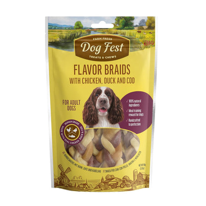 BarkButler x Dogfest Flavor Braids Treats for Dogs | Meat-First | Human Grade | Natural Ingredients | 0% Artificial Colours & Preservatives | Dog Treats for Adult Dog | 90g