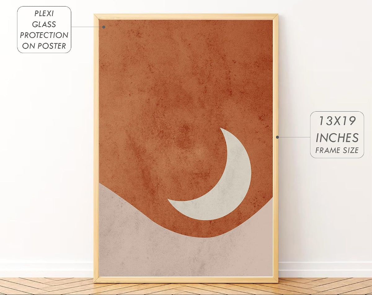 Boho wall Art Paintings Modern Art Framed Wall Painting for Living Room Bedroom - Wall Posters | Paintings with Frame Set of 3 (14x18 Inches) (Orange Boho Funk)