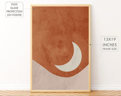 Boho wall Art Paintings Modern Art Framed Wall Painting for Living Room Bedroom - Wall Posters | Paintings with Frame Set of 3 (14x18 Inches) (Orange Boho Funk)