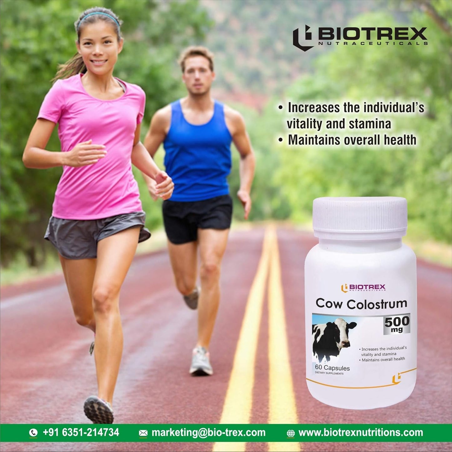 Biotrex Nutraceuticals Cow Colostrum, 500 mg, Ultimate Health Supplements For Immunity System Support - 60 Capsules