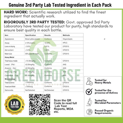GREENDORSE Horny Goatweed (Epimedium) Extract Capsule | High Potency 10% Icariin by HPLC | For better Circulation, Strength, Stamina, Performance & Energy - 30 Veg Capsules