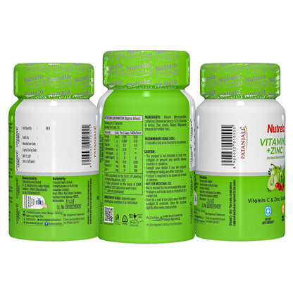 Nutrela Vitamin C and Zinc for Men & Women - 60 Capsules