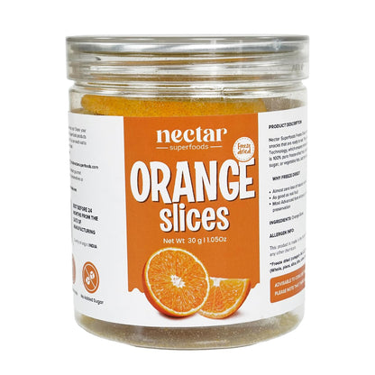 Freeze Dried Orange Slices – 30g Jar Pack of 1 | 100% Natural Crispy Fruit Snack | No Added Sugar | Healthy & Lightweight |