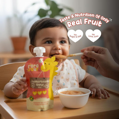 Rorosaur Ready to Eat Fruit & Veggie Baby Food Puree Pouch for 6+ Months 100g each, Pk of 2 | Made With Sweet potato & Apple Puree | 100% Natural Healthy Snack, No Preservatives, No Added Sugar