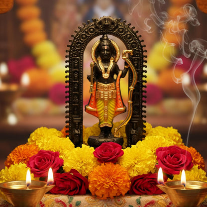HindCraft Lord Ram Idol Statue for Home Decor & Temple, Ram Ji Murti with Arch Frame, Decorative God Idol for Pooja Room, Mandir, Living Room & Office Spiritual Showpiece, Temple Idol