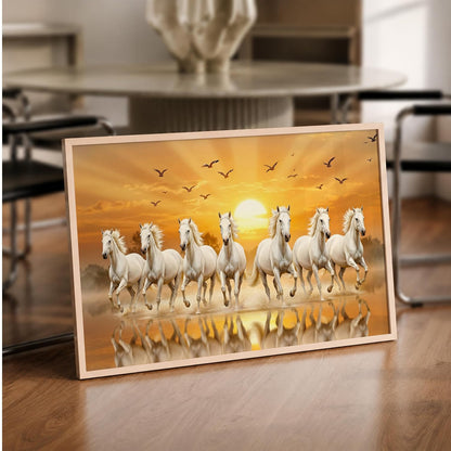 7 Horse Vastu Wall Painting (Landscape Collection) (Natural, Design 11, 13x19 Inch)
