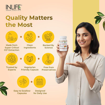 INLIFE Sea Buckthorn Oil Capsules 500mg | Omega 3 6 7 9 Supplement for Skin and Overall Wellness - 30 Liquid Filled Vegetarian Capsules (Pack of 1, 30)
