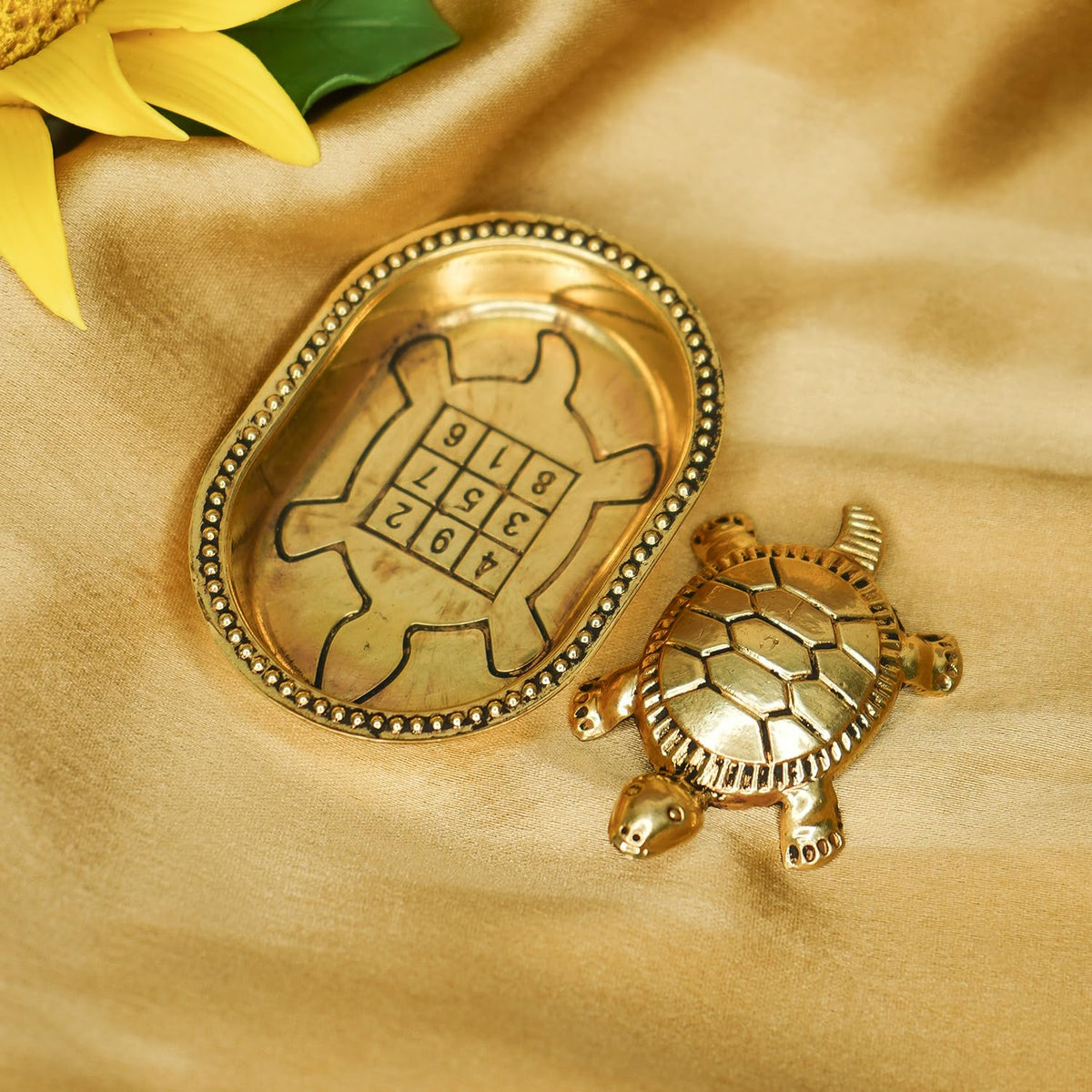 100% Pure Brass Tortoise Vastu with Brass Plate | Tortoise for Good Luck for Home | Fengshui Turtle with Secret Wish & for Wealth | Kachuwa for Vastu | Good Luck Items for Office Desk & Gifts