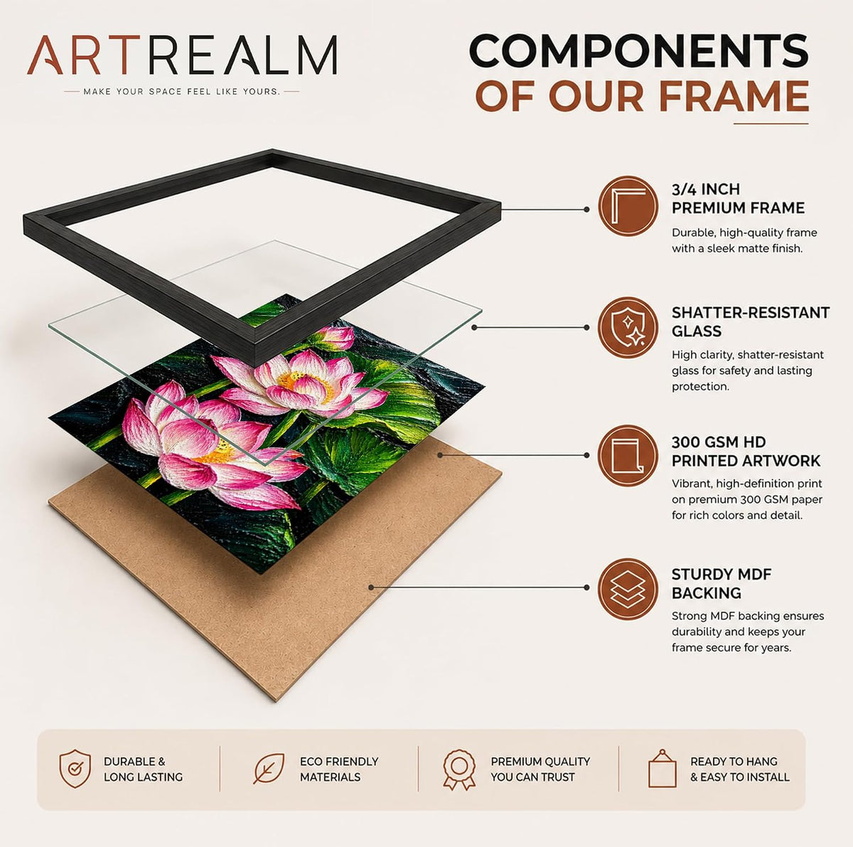 Pink Lotus Framed Wall Art, Black, 10x13 Inches