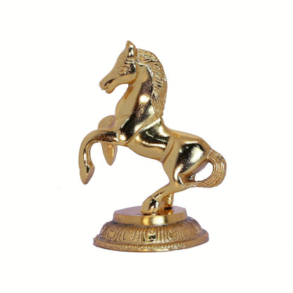 Jumping Horse Metal Statue for Wealth Table Top Figurine for Living Room Bedroom Home Office Animal Decorative Showpiece Feng Shui Vanstu Sculpture for Gift Purpose.