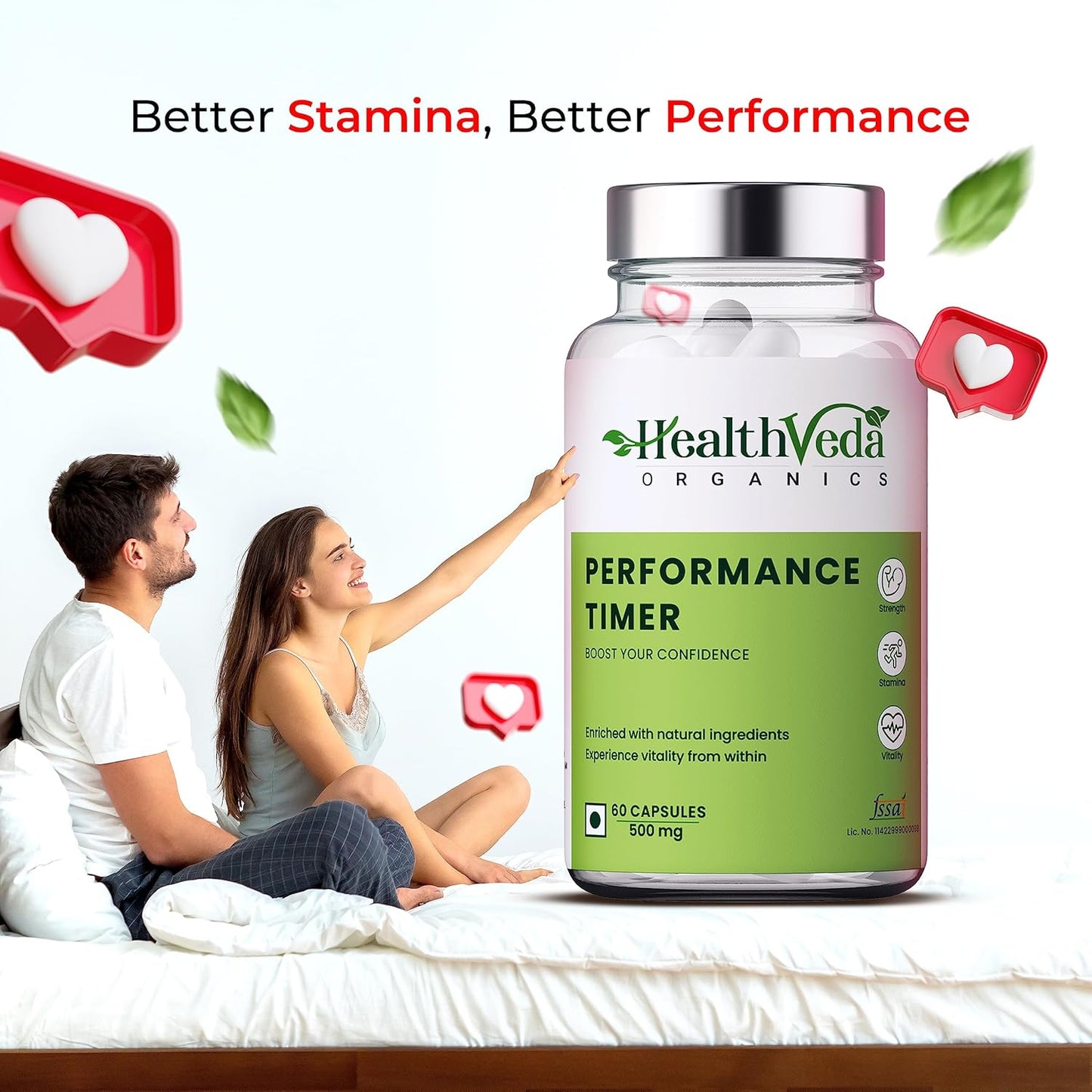 Zephivo HEALTH VEDA ORGANICS PRIVATE LIMITED Timer For Men | Enhances Immunity, Improves Energy Levels & Boosts Strength | 60 Veg Capsules