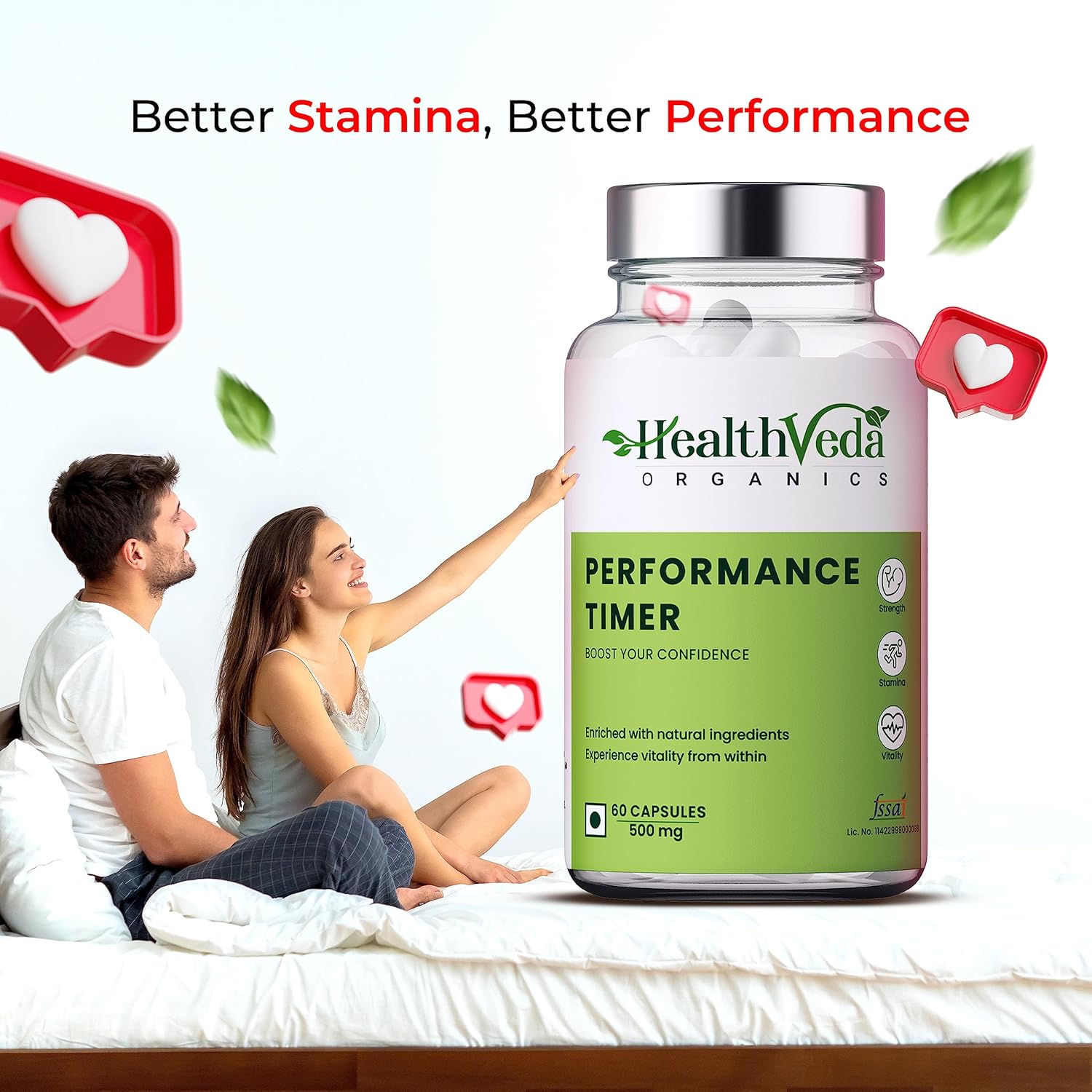 Zephivo HEALTH VEDA ORGANICS PRIVATE LIMITED Timer For Men | Enhances Immunity, Improves Energy Levels & Boosts Strength | 60 Veg Capsules
