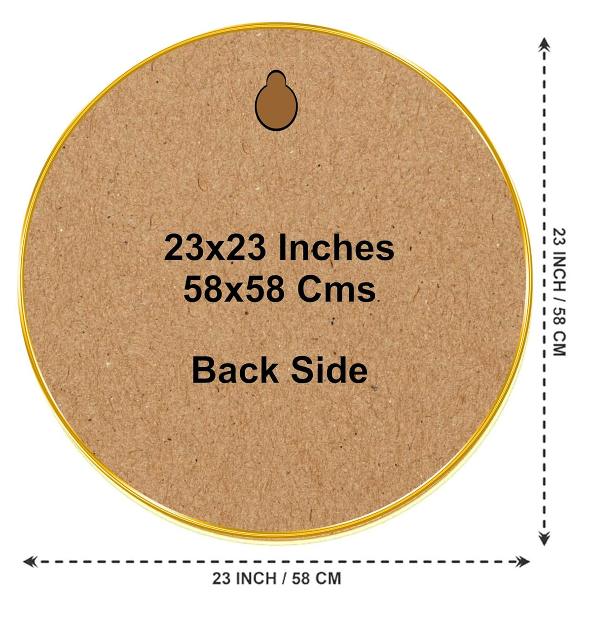 Golden Ganesha Round Wall Art | MDF Panel with Royal Detailing | Lord Ganesh Spiritual Wall Hanging for Home, Temple & Office Decor | Artistic Golden Frame with Premium Finish 23 Inch x 23 Inch