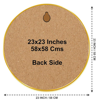 Golden Ganesha Round Wall Art | MDF Panel with Royal Detailing | Lord Ganesh Spiritual Wall Hanging for Home, Temple & Office Decor | Artistic Golden Frame with Premium Finish 23 Inch x 23 Inch