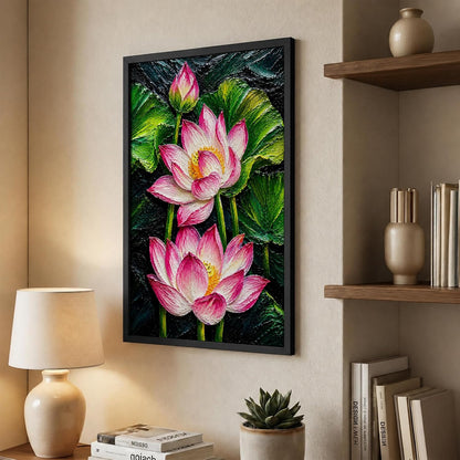 Pink Lotus Framed Wall Art, Black, 10x13 Inches