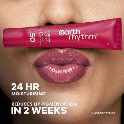 Earth Rhythm Honey Lip Balm SPF 50 Brightens Lips with Propolis,Peptides & Kojic Acid - Wildflower