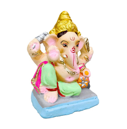 100% Eco-Friendly Clay Ganesh Idol Ganesh Ji Murti for Visarjan 4.5 Inches | Shadu Mati Ganesh Murti | Clay Ganpati Idol for Home | Ganpati for Ganesh Chaturthi | Home Decor